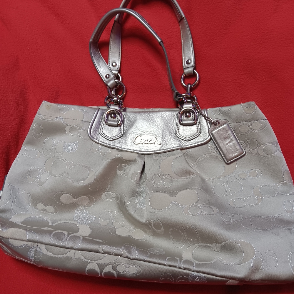 Coach Metallic Silver Shoulder Bag